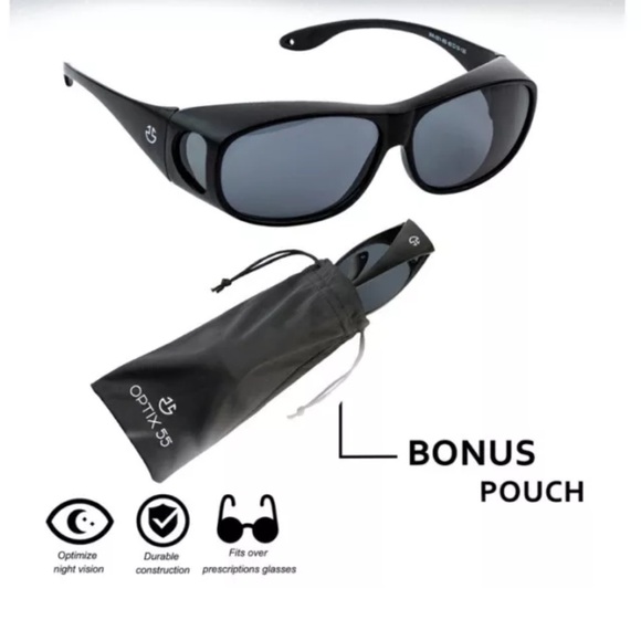 OPTIX 55 Polarized Wraparound Style Sunglasses for Men & Women - Black - Picture 3 of 4